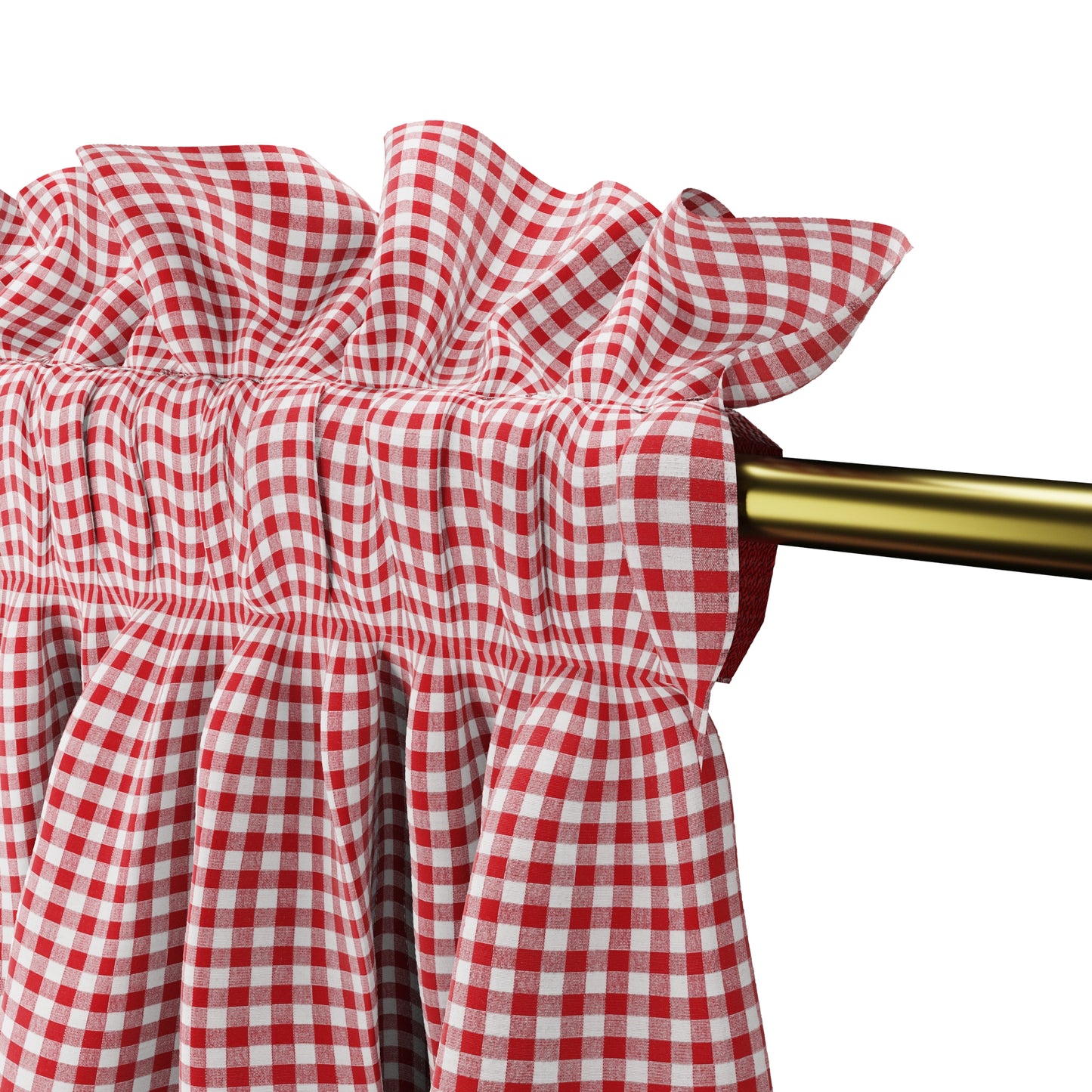 Dual Rod Pocket Curtains in Gingham - Cherry