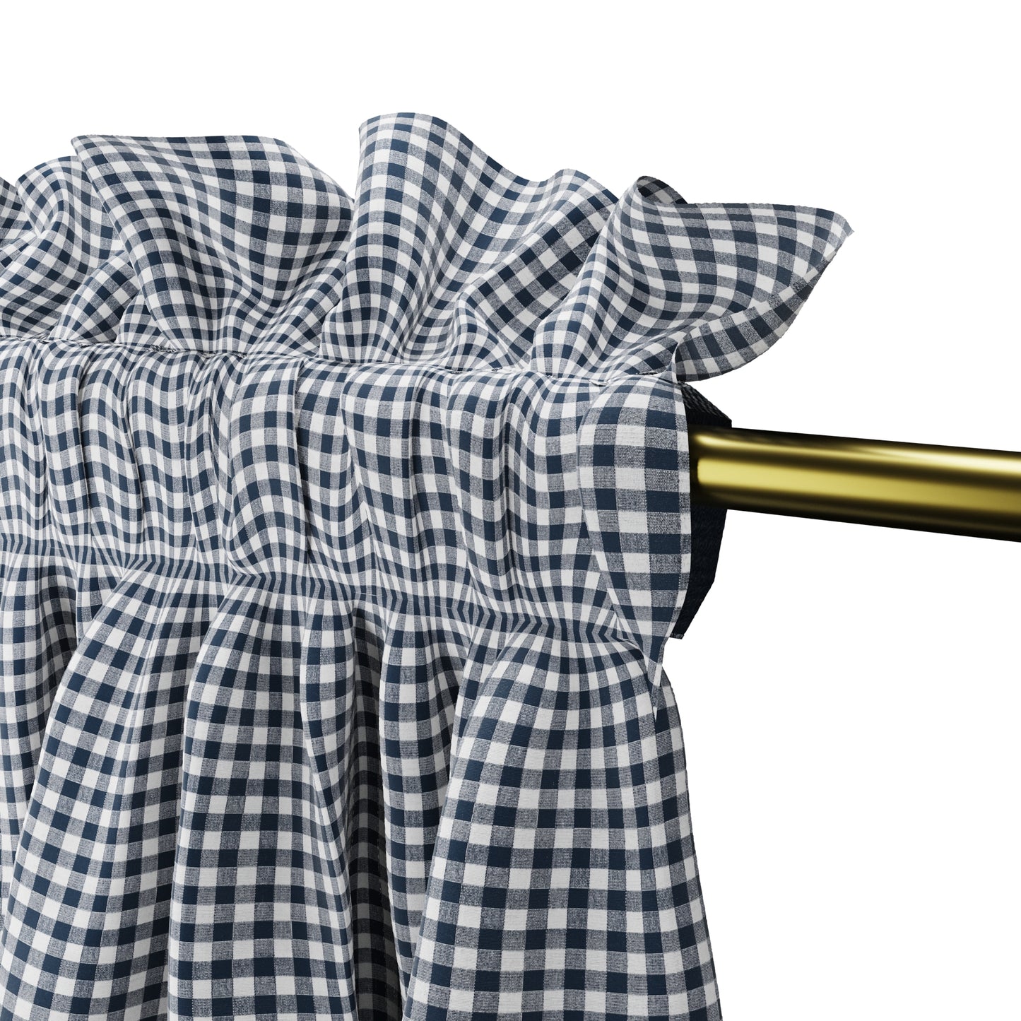 Dual Rod Pocket Curtains in Gingham - Navy