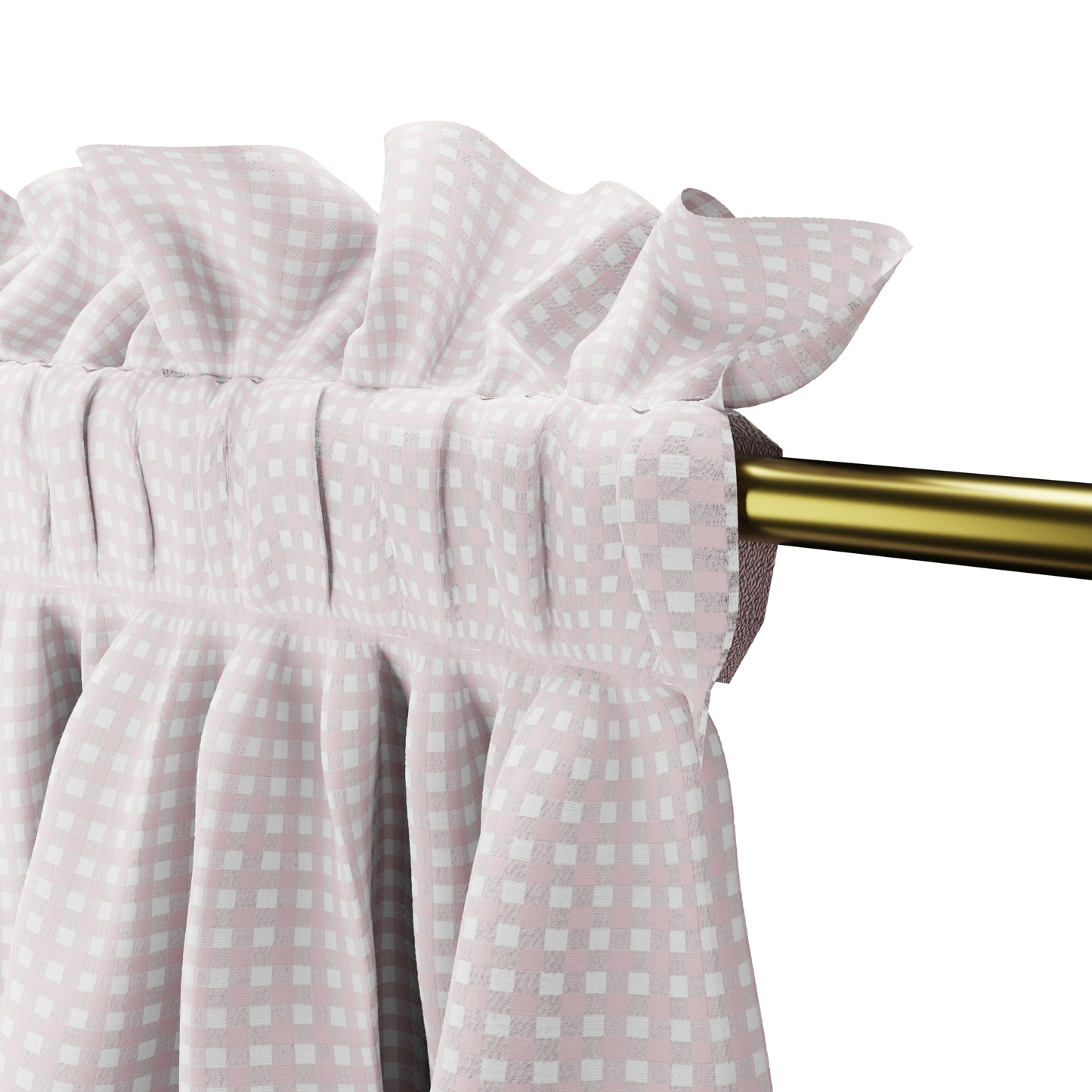 Dual Rod Pocket Curtains in Gingham - Light Pink