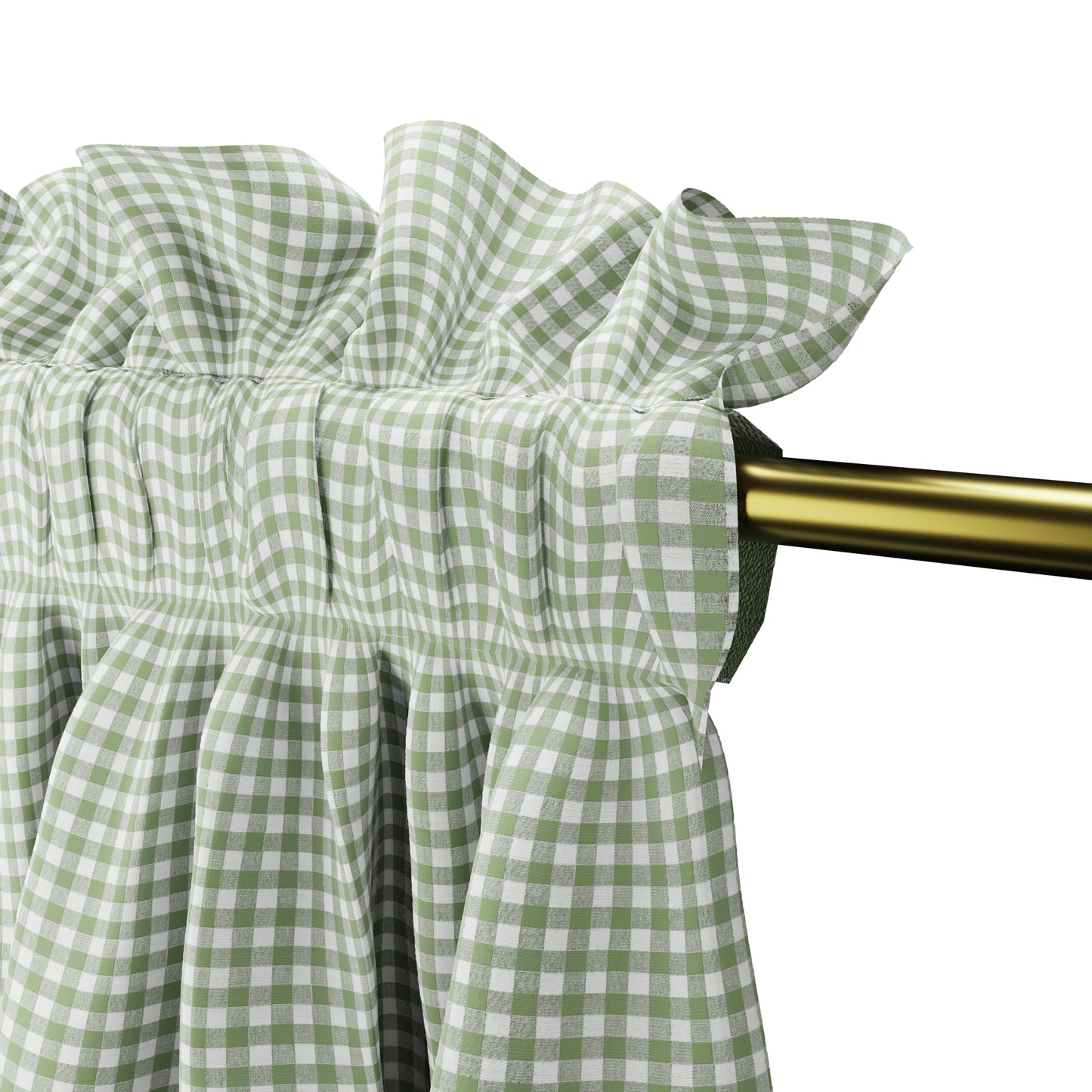 Dual Rod Pocket Curtains in Gingham - Sage