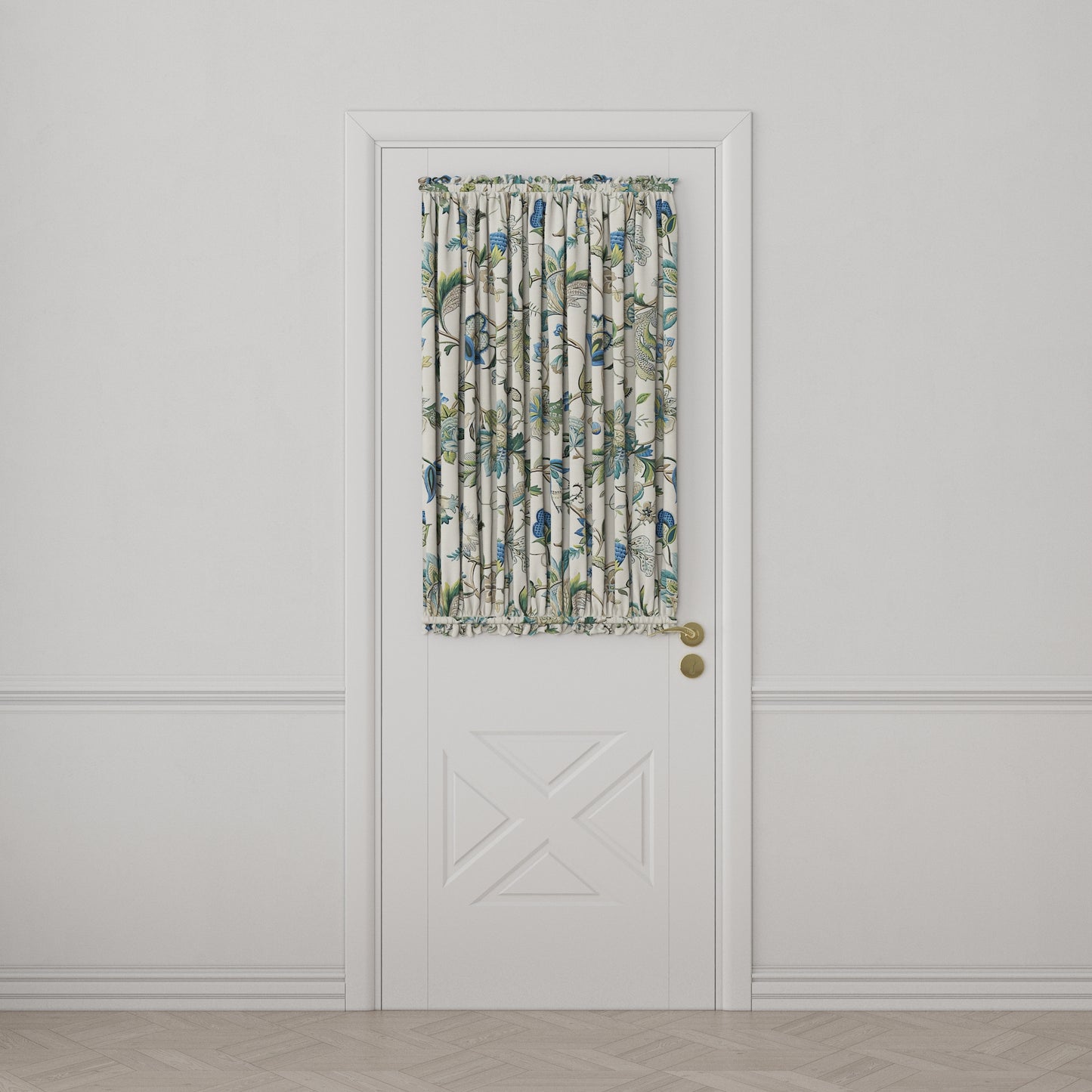 Dual Rod Pocket Curtains in Fleur de Leaf - True Blue