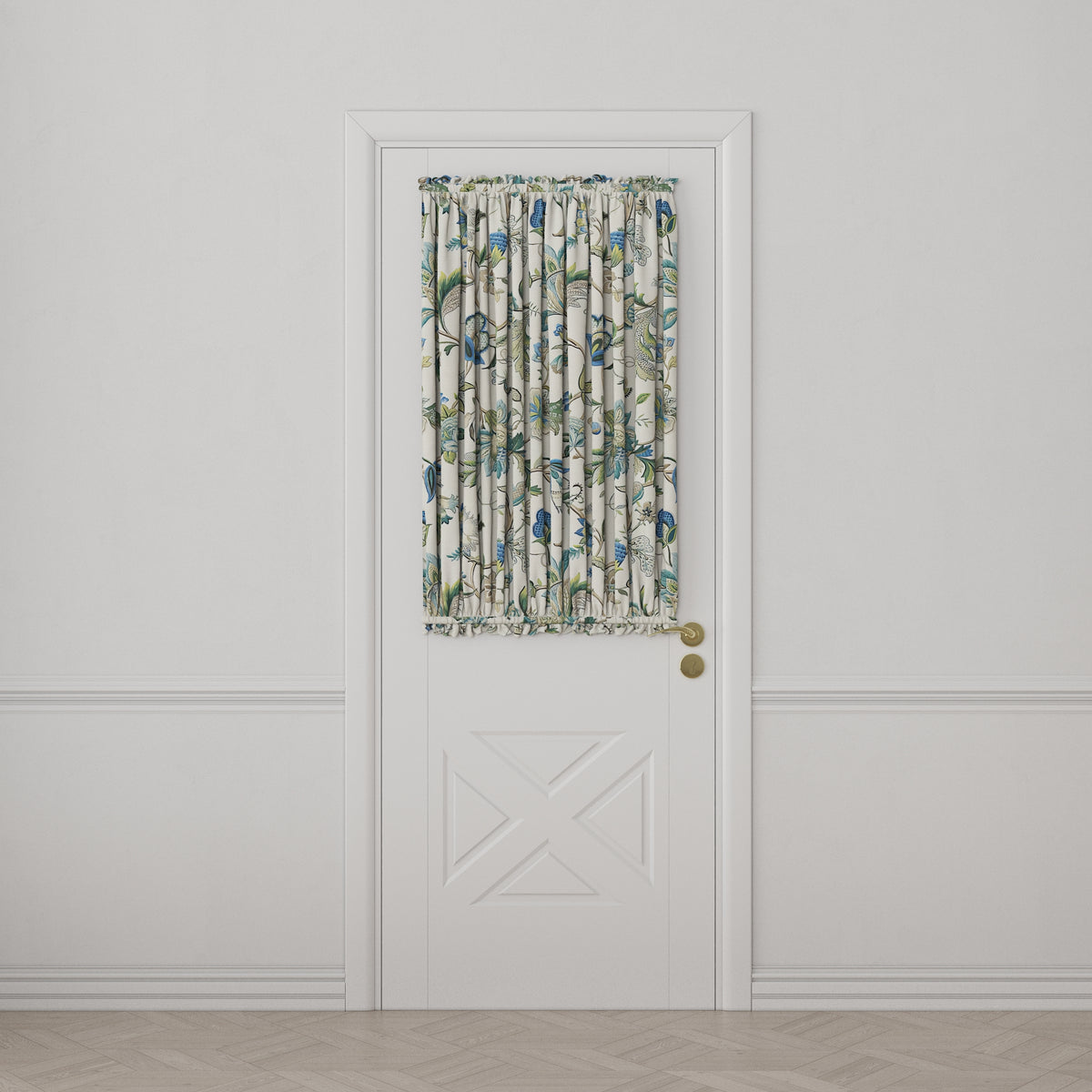 Dual Rod Pocket Curtains in Fleur de Leaf - True Blue