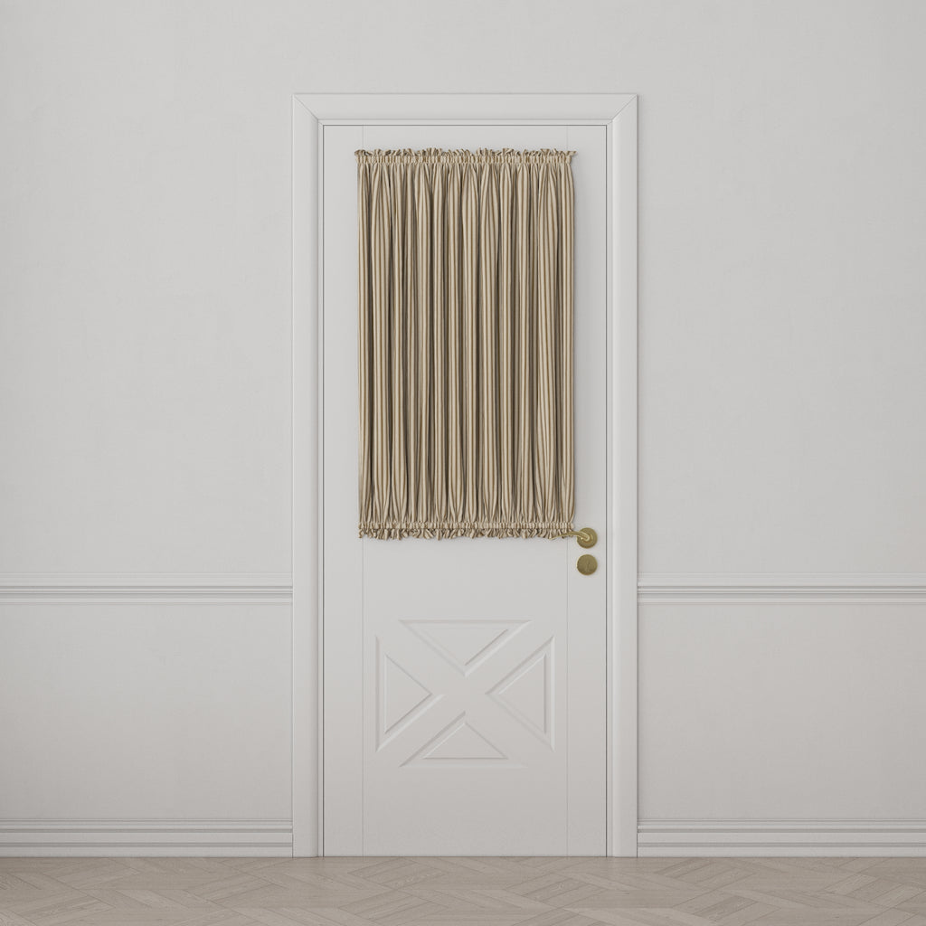Dual Rod Pocket Curtains in Little White Line - Cognac