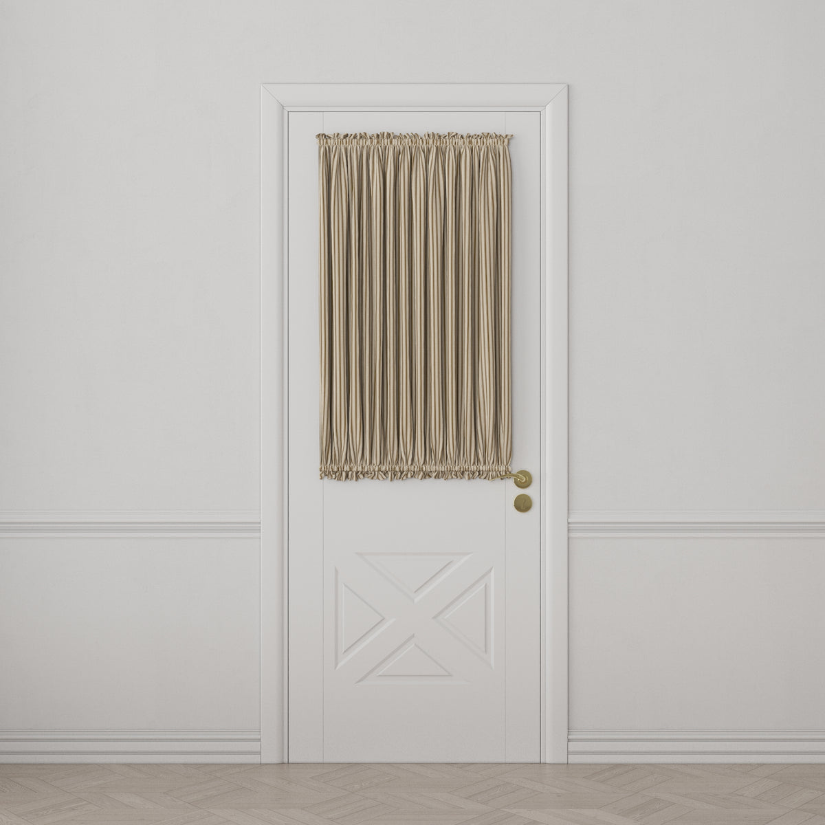 Dual Rod Pocket Curtains in Little White Line - Cognac