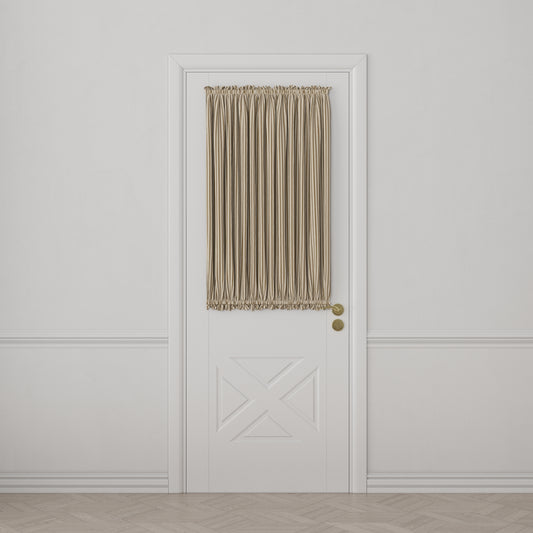 Dual Rod Pocket Curtains in Little White Line - Cognac