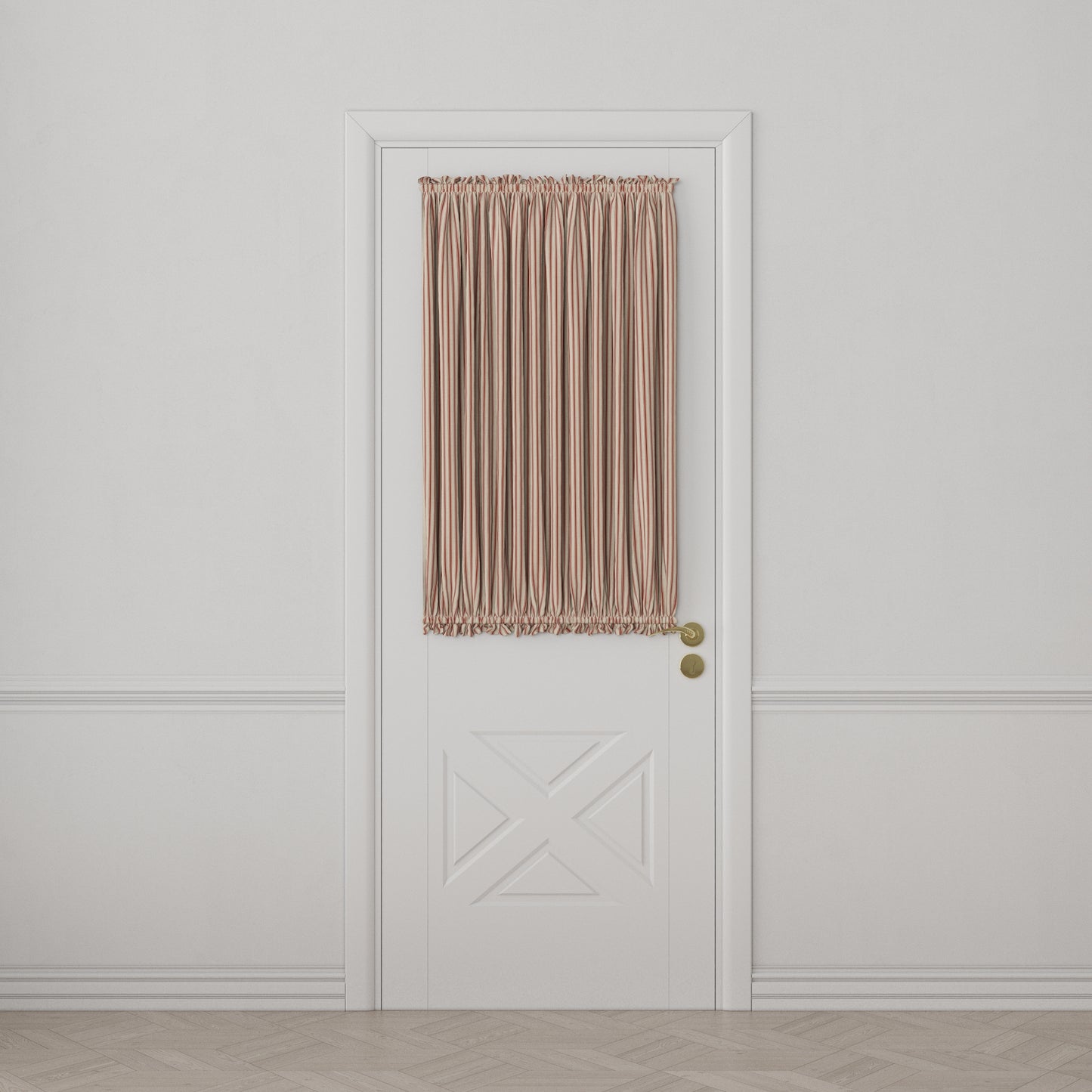 Dual Rod Pocket Curtains in Little White Line - Red