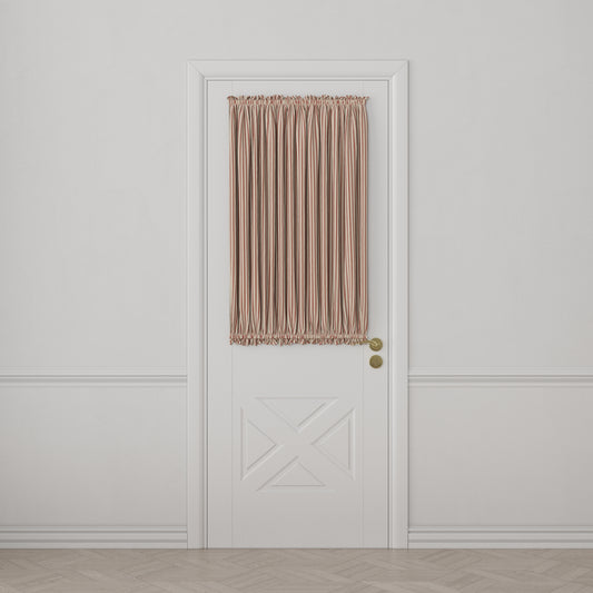 Dual Rod Pocket Curtains in Little White Line - Red