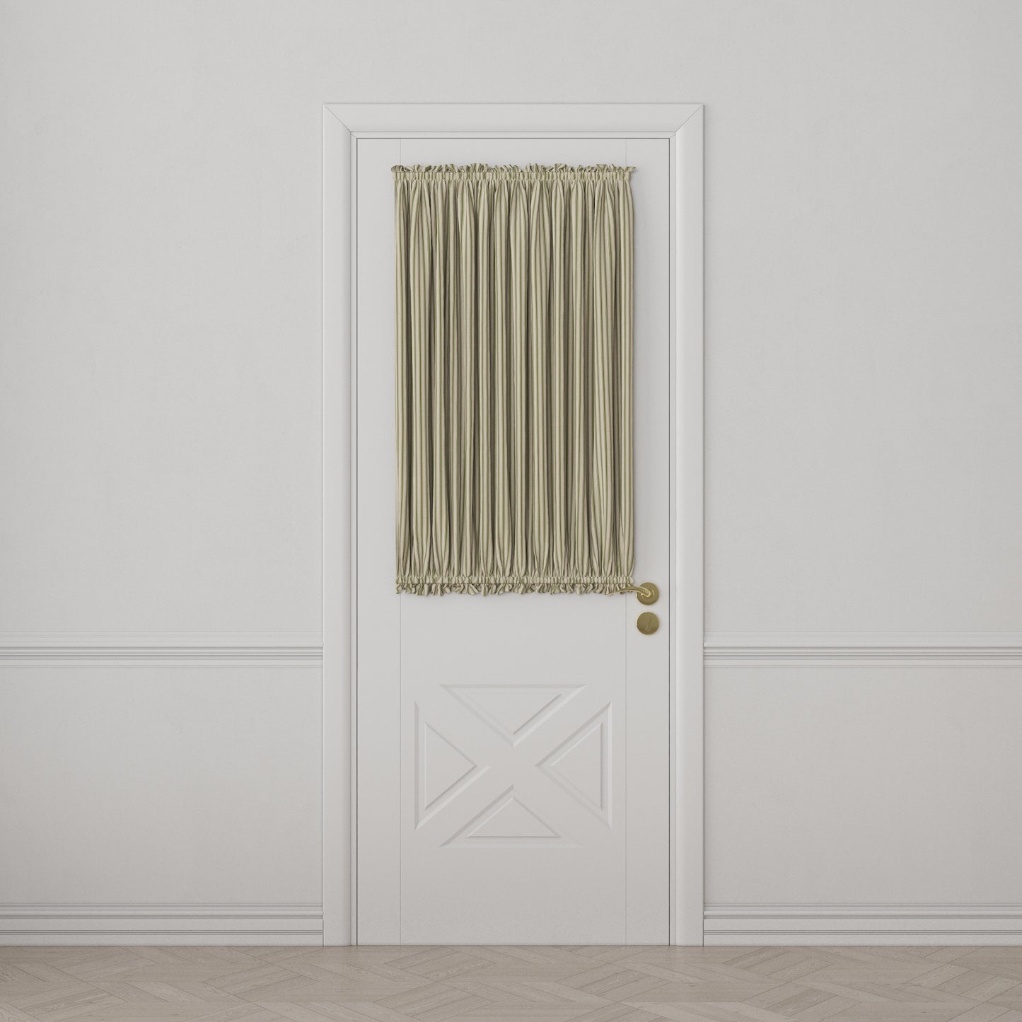 Dual Rod Pocket Curtains in Little White Line - Sage