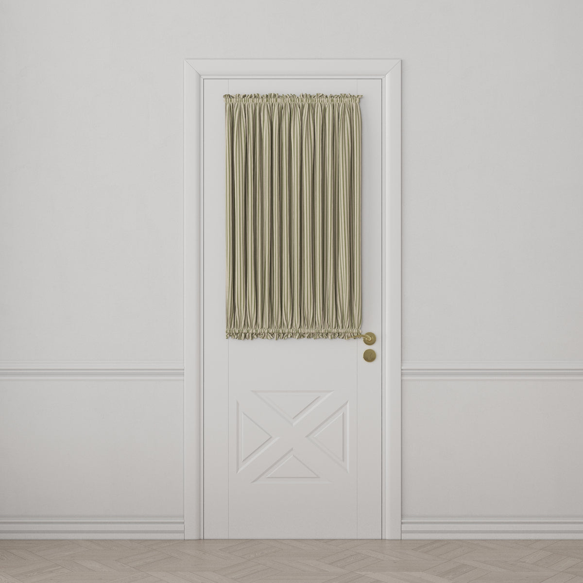 Dual Rod Pocket Curtains in Little White Line - Sage