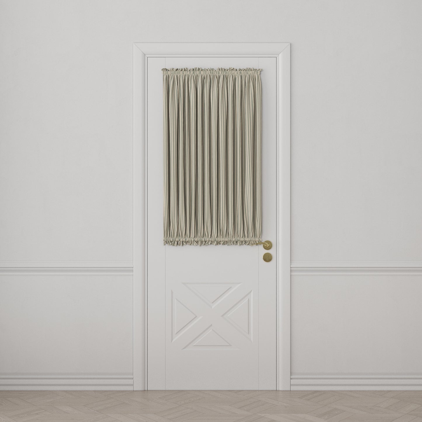 Dual Rod Pocket Curtains in Little White Line - Seaglass