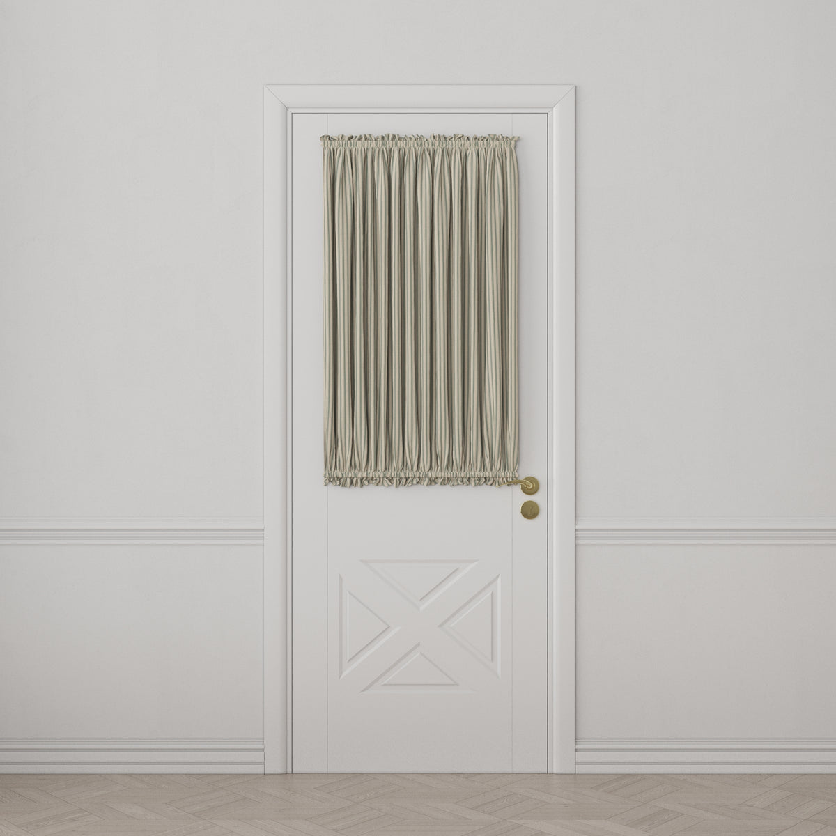 Dual Rod Pocket Curtains in Little White Line - Seaglass