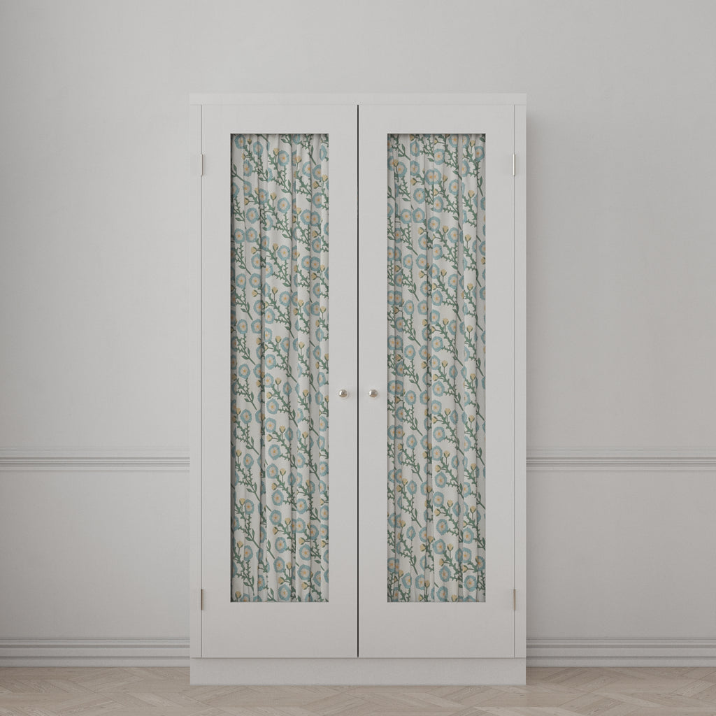 Dual Rod Pocket Curtains in Cottage Flowers - Cool Blue