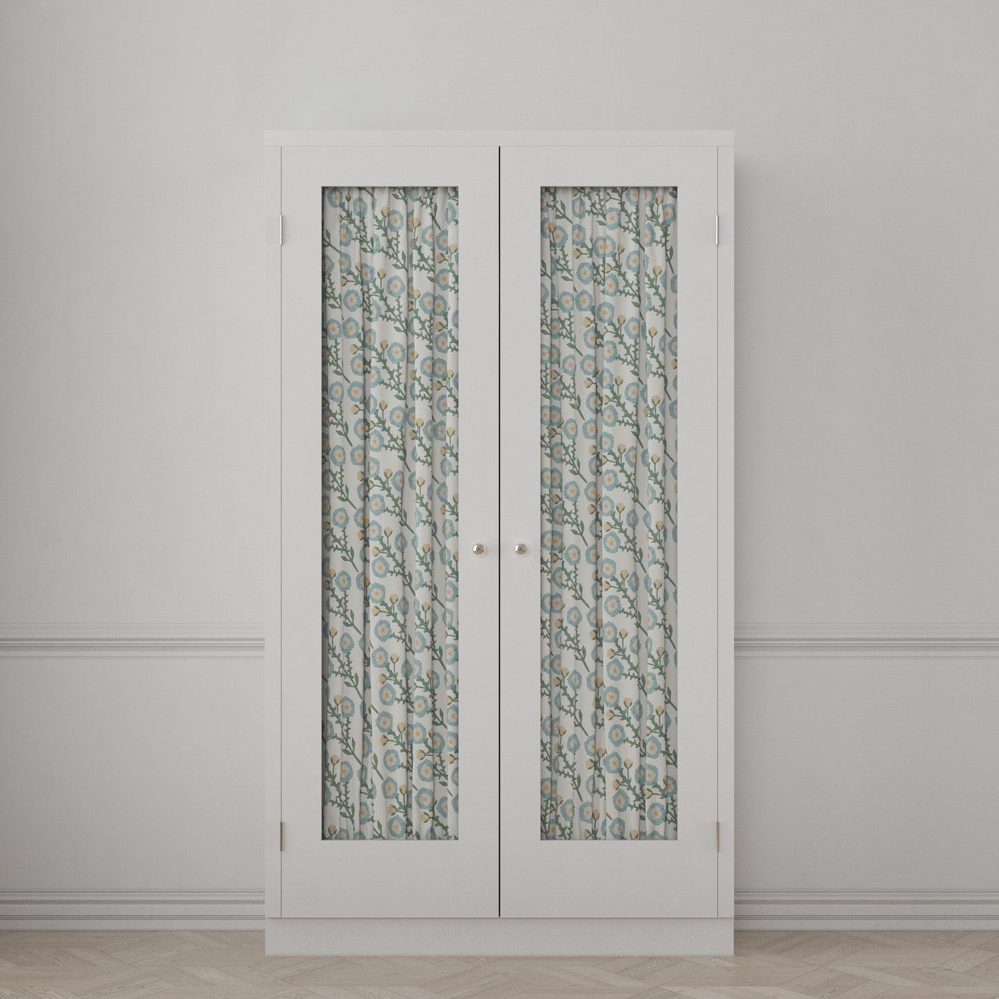 Dual Rod Pocket Curtains in Cottage Flowers - Cool Blue