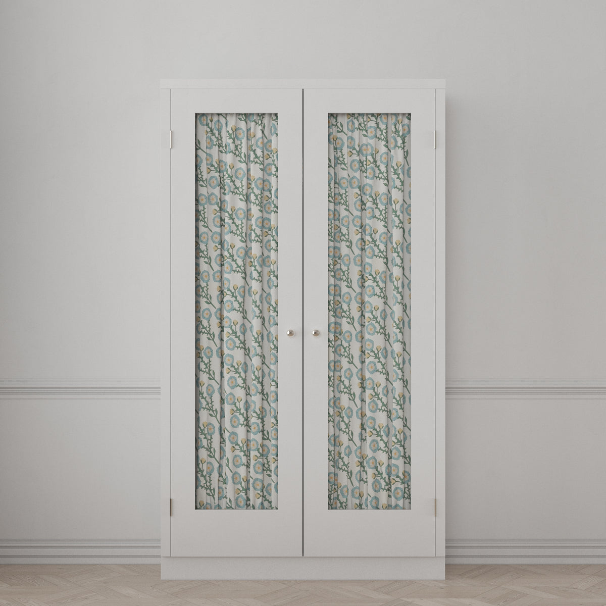 Dual Rod Pocket Curtains in Cottage Flowers - Cool Blue