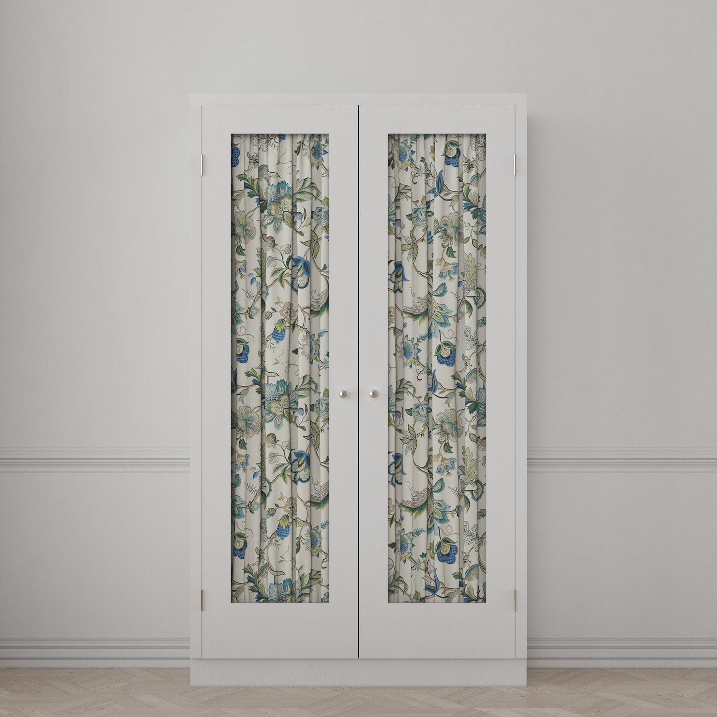 Dual Rod Pocket Curtains in Fleur de Leaf - True Blue