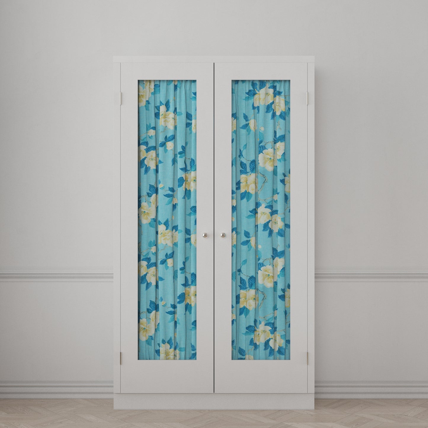 Dual Rod Pocket Curtains in Grandma's Floral - Pale Blue