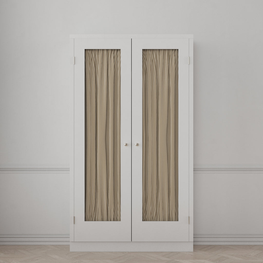 Dual Rod Pocket Curtains in Little White Line - Cognac