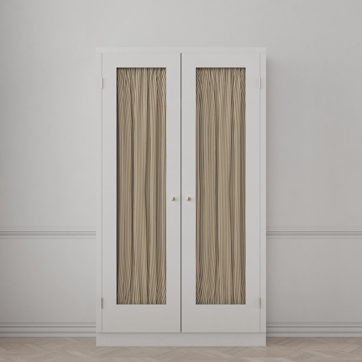 Dual Rod Pocket Curtains in Little White Line - Cognac