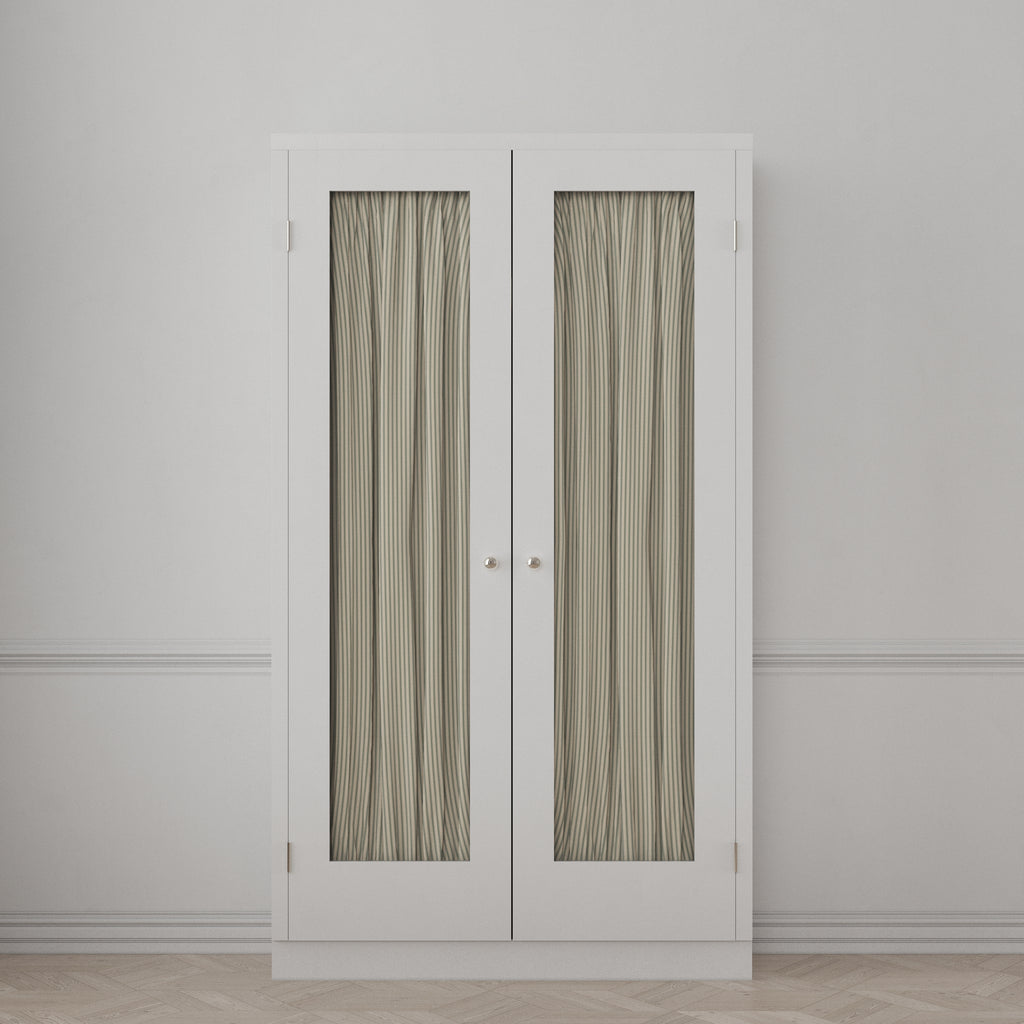 Dual Rod Pocket Curtains in Little White Line - Seaglass