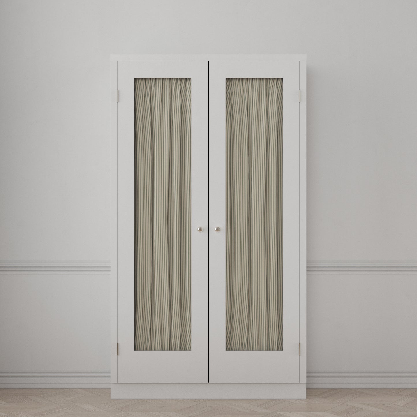 Dual Rod Pocket Curtains in Little White Line - Seaglass