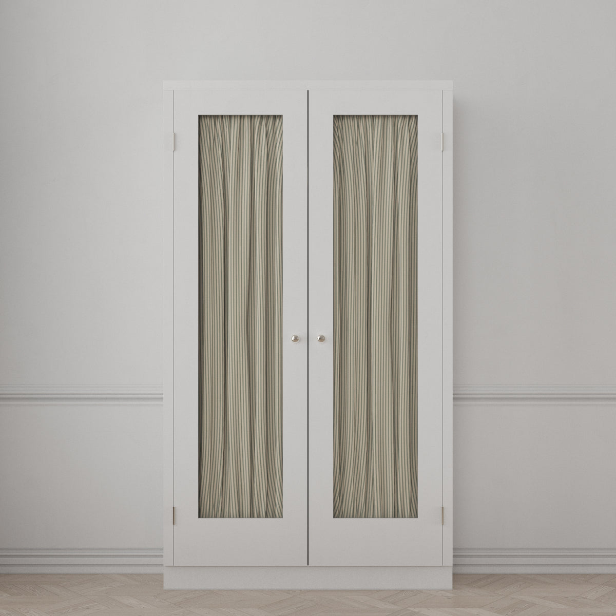 Dual Rod Pocket Curtains in Little White Line - Seaglass