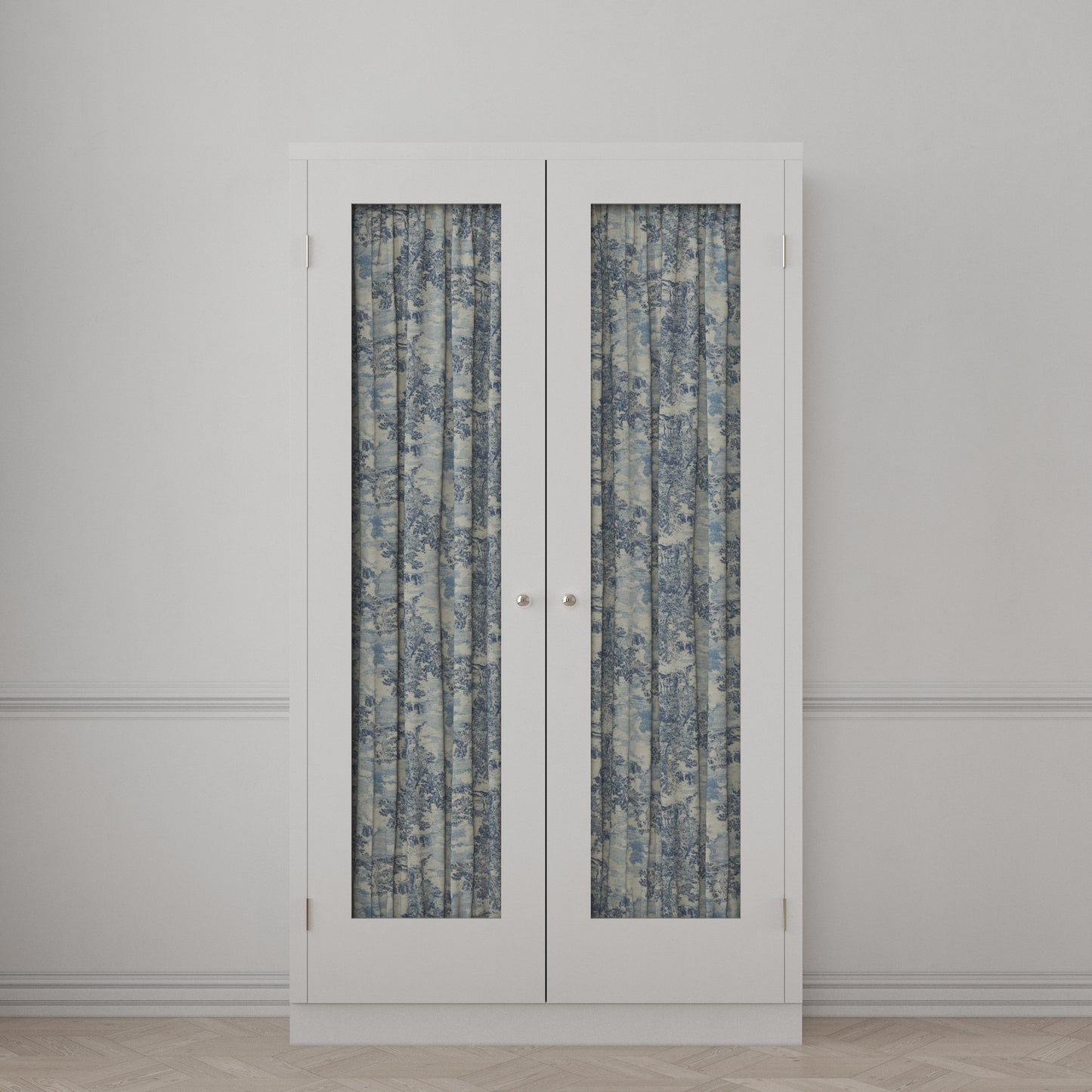 Dual Rod Pocket Curtains in Country Toile - Sapphire