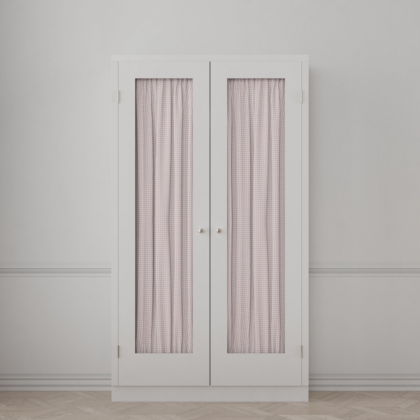 Dual Rod Pocket Curtains in Gingham - Light Pink
