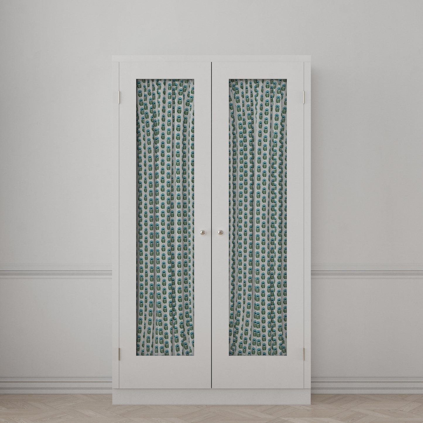 Dual Rod Pocket Curtains in Mini Florals - Mountain Teal