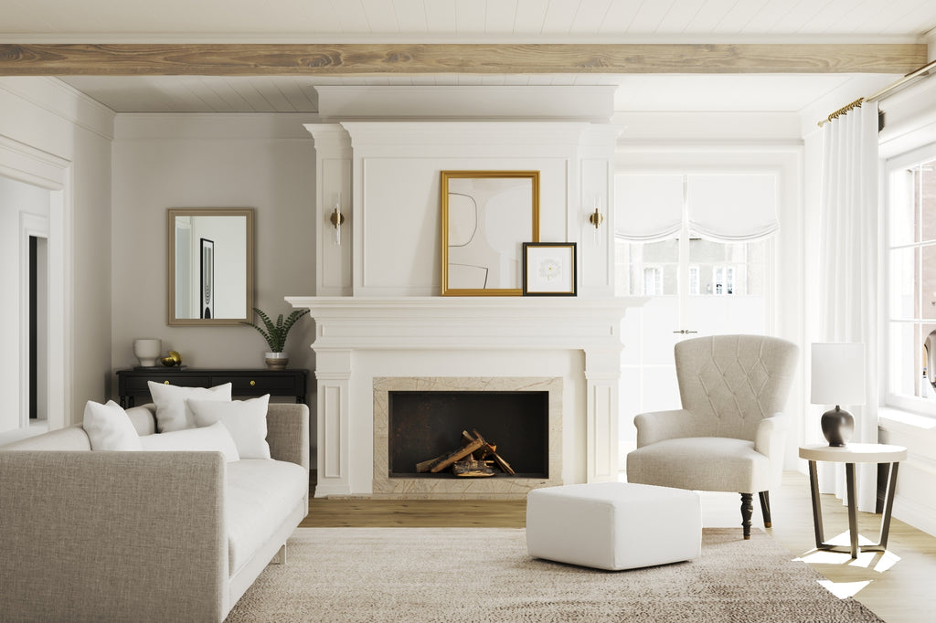 Square Pouf in Classic Linen - Optic White
