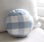 Circular Throw Pillow in Foxy Plaid Harbor