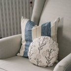 Pinch Pleat Drapery in French Laundry Stripe - Navy