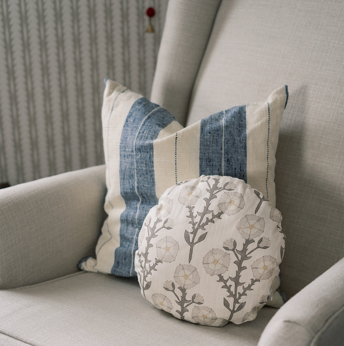 Pinch Pleat Drapery in French Laundry Stripe - Navy