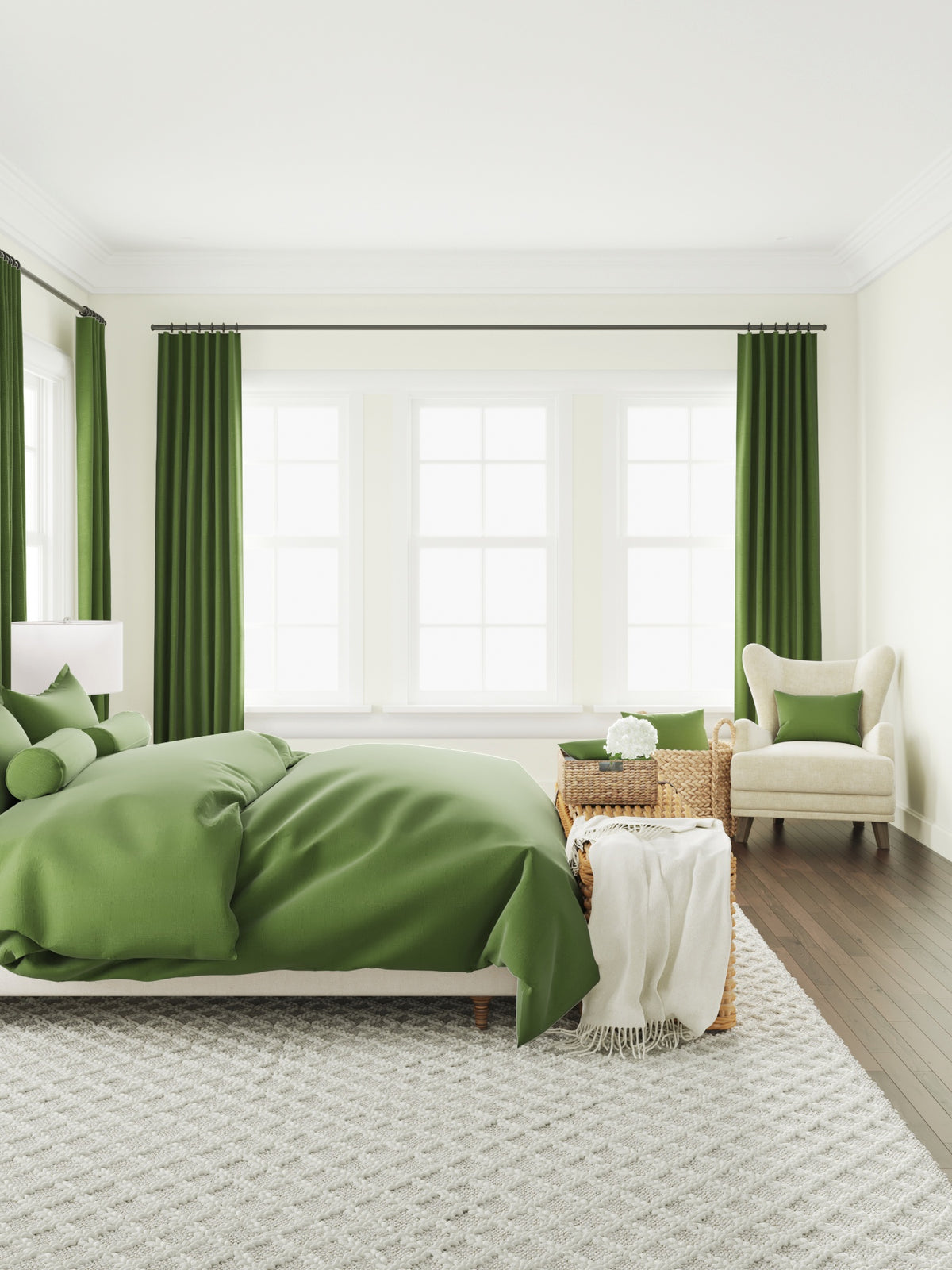 Flat Roman Shade in Slubby Linen - Clover