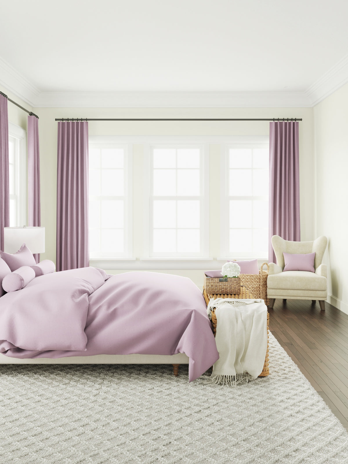 Flat Roman Shade in Slubby Linen - Plum