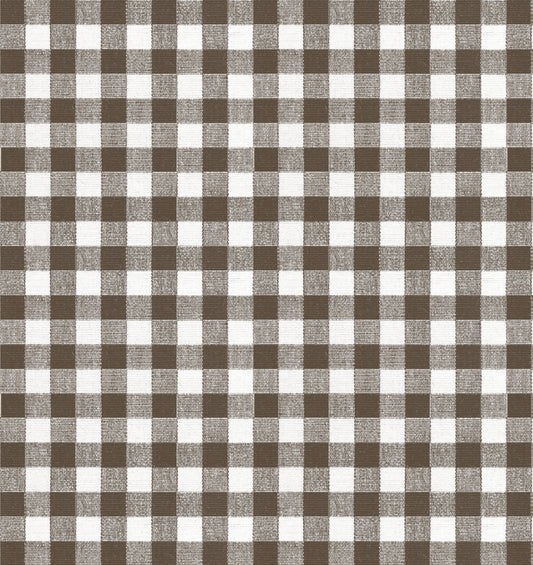 Flat Roman Shade in Gingham - Chestnut