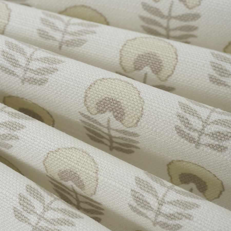Square Pouf in Mini Florals - Ivory