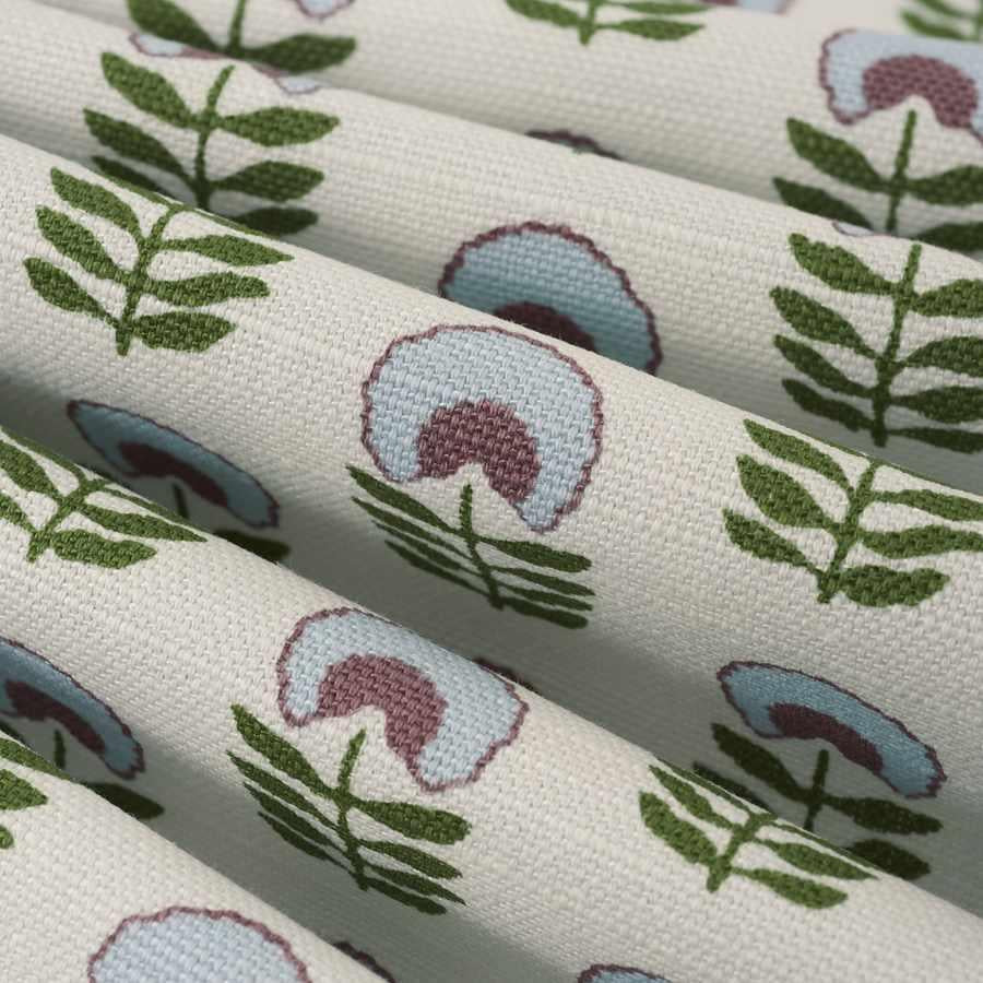Square Pouf in Mini Florals - Sky Garden