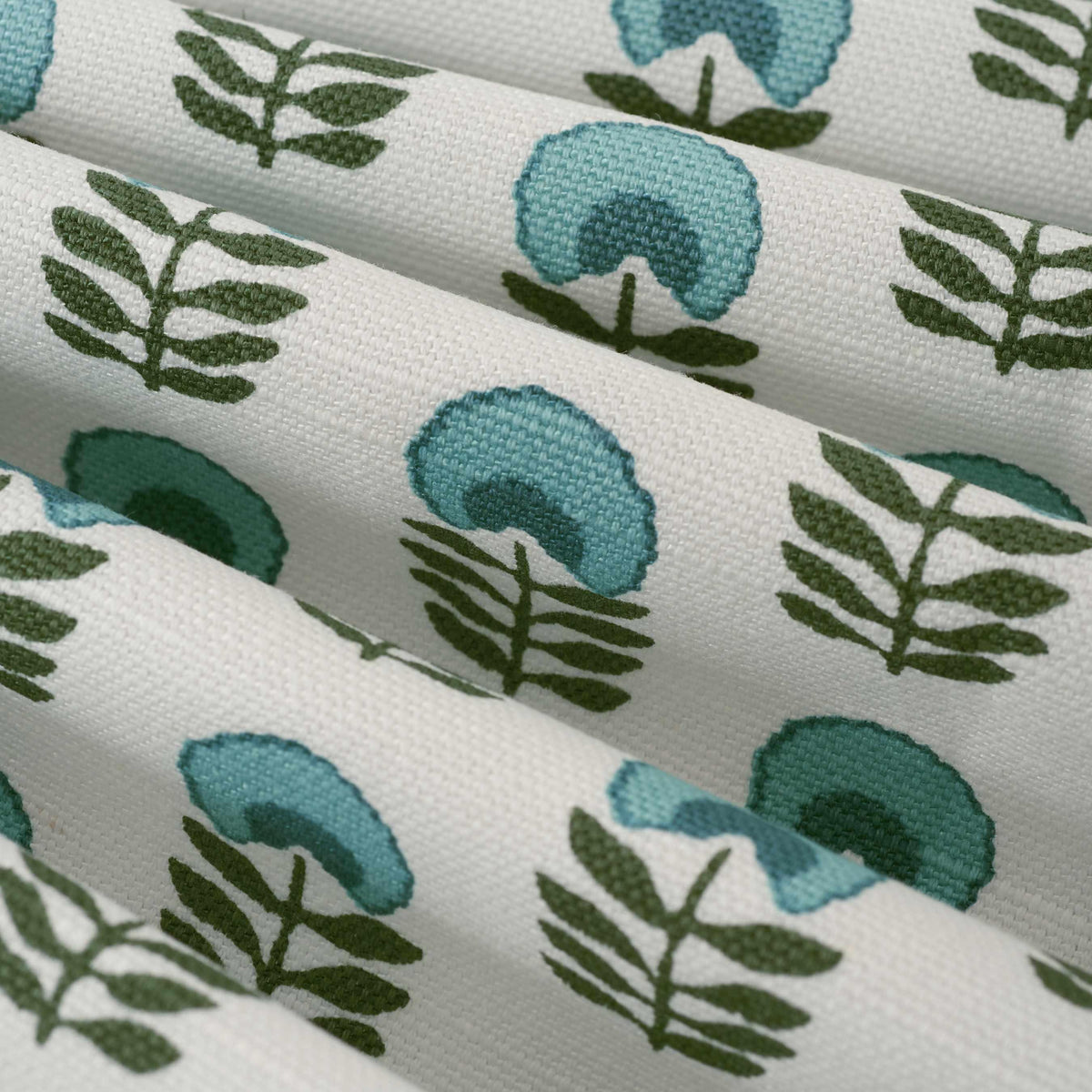 Square Pouf in Mini Florals - Mountain Teal