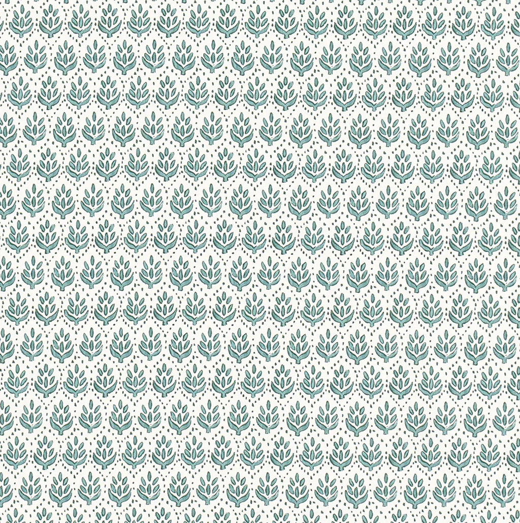 Pinch Pleat Cafe Curtains in Leaf Me Alone - Minty Blue