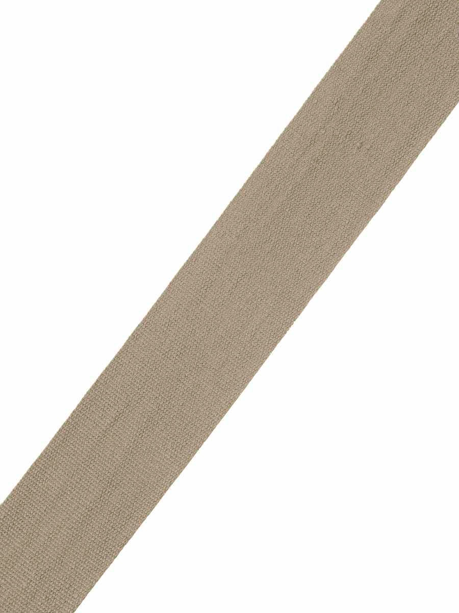 Flat Roman Shade in White Linen with Stone Trim