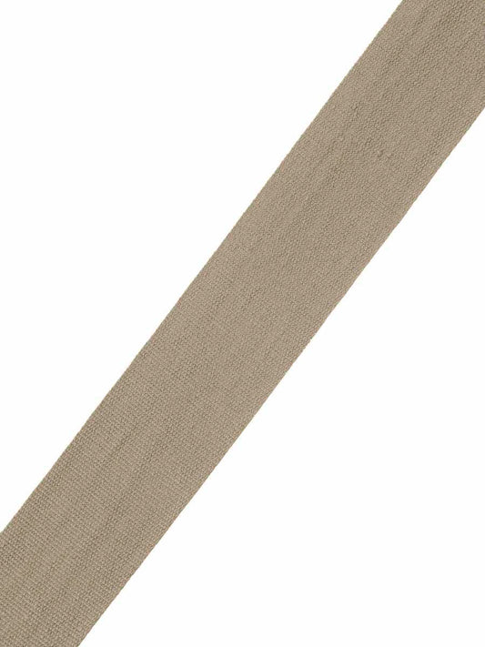 Flat Roman Shade in White Linen with Stone Trim