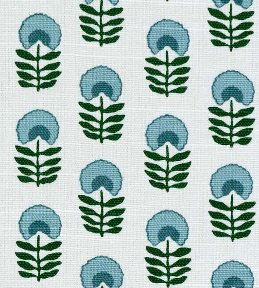 Pinch Pleat Cafe Curtains in Mini Florals - Mountain Teal