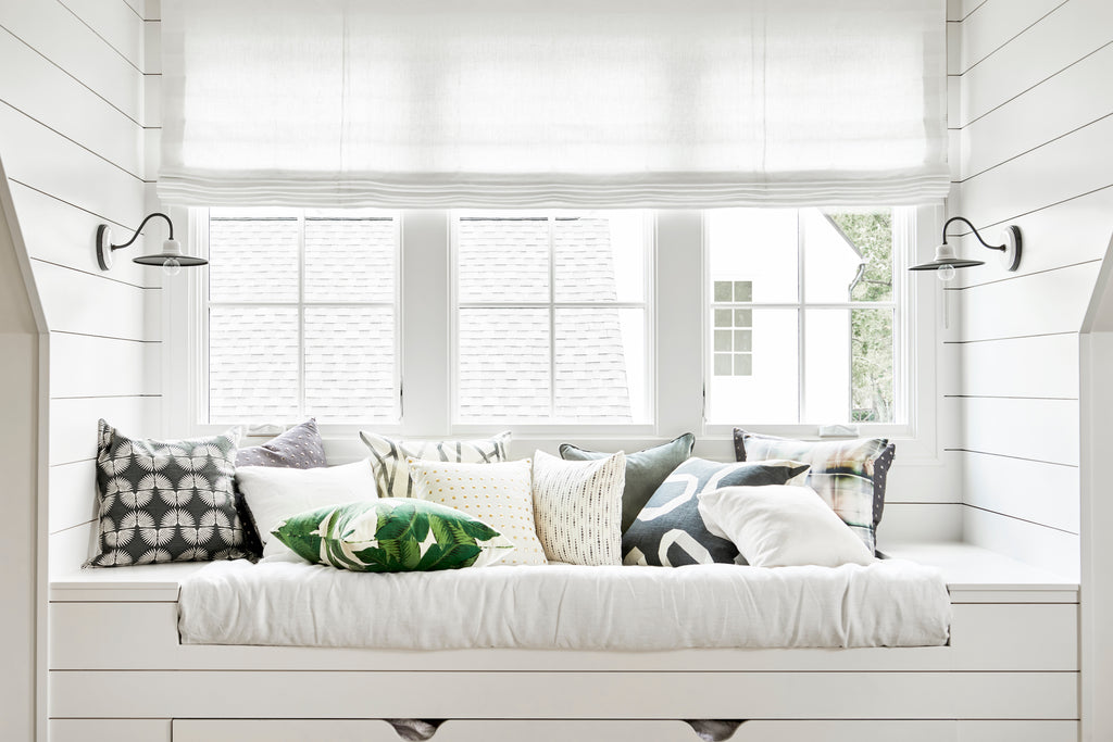 Flat Roman Shade in Classic Linen - Optic White