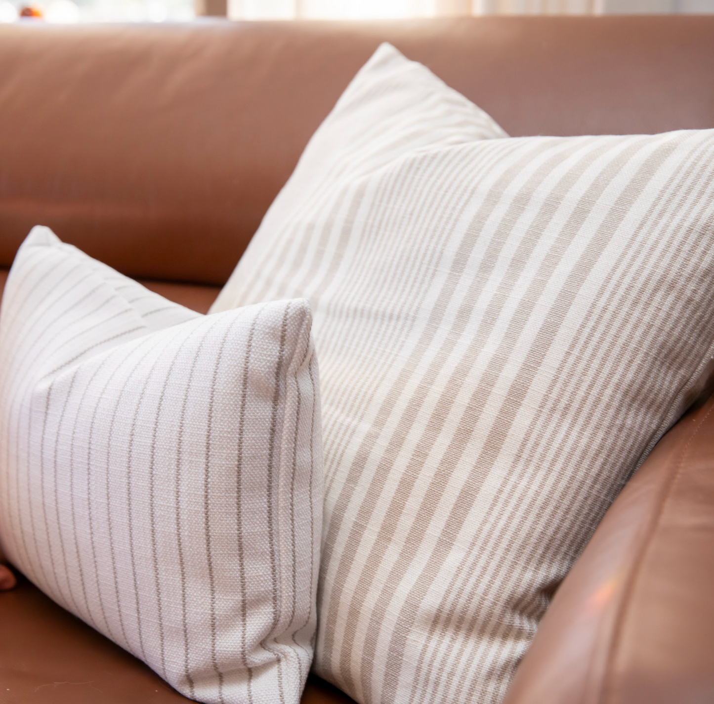Relaxed Roman Shade in Sand Dollar Stripes