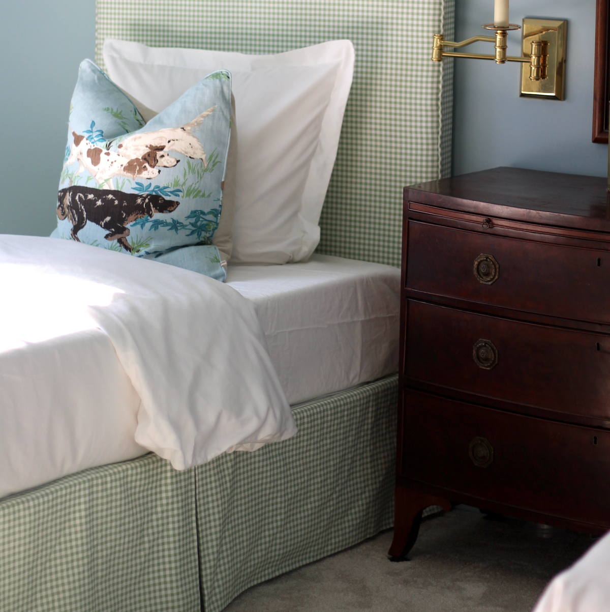 Tailored Bedskirt in Gingham - Sage