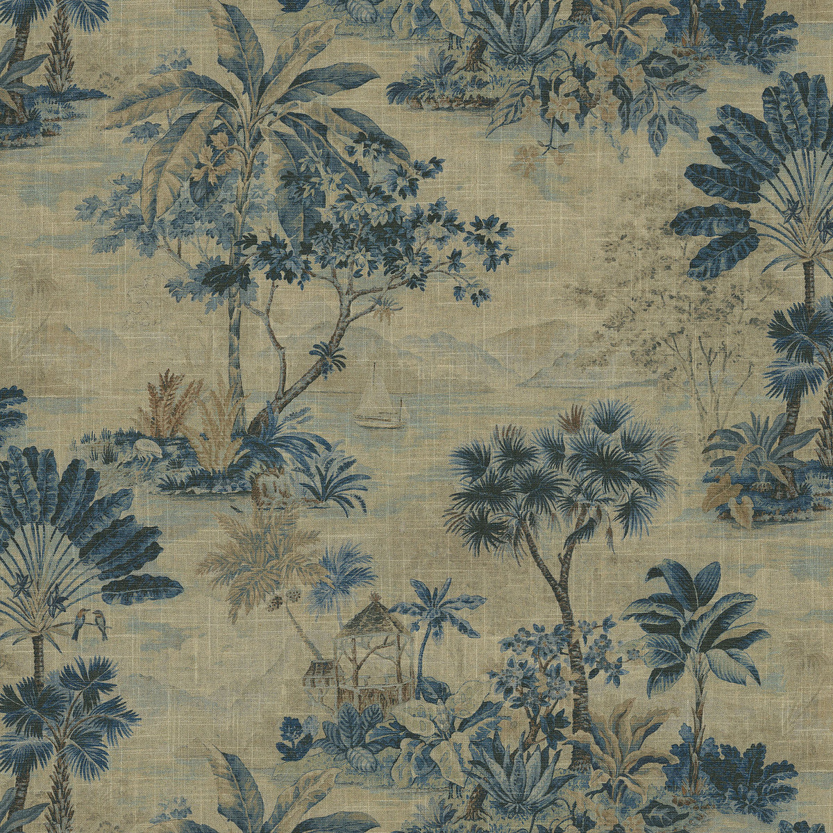 Pillow Sham in Tropical Toile - Lagoon