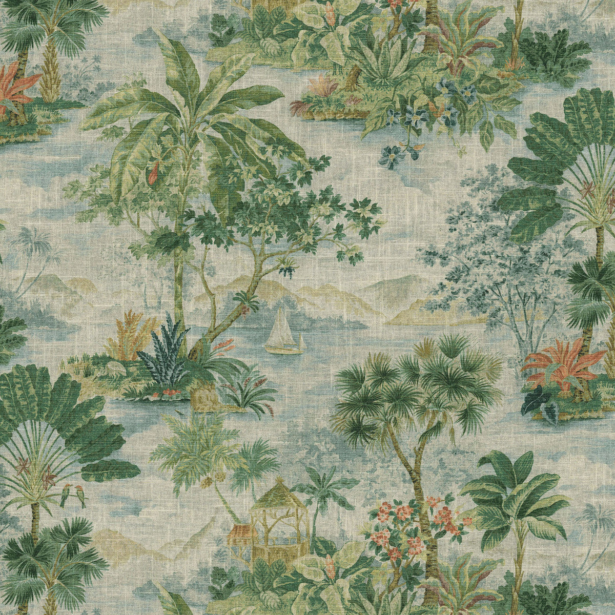 Pillow Sham in Tropical Toile - Palm