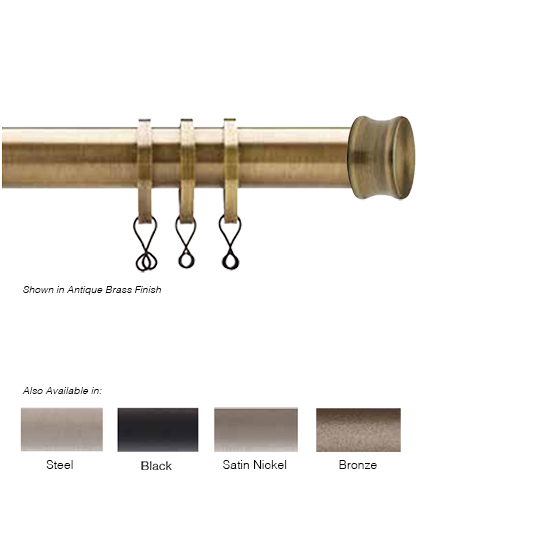 Newport Custom Cut Curtain Rod with Knox Finial Available in 5 finishes