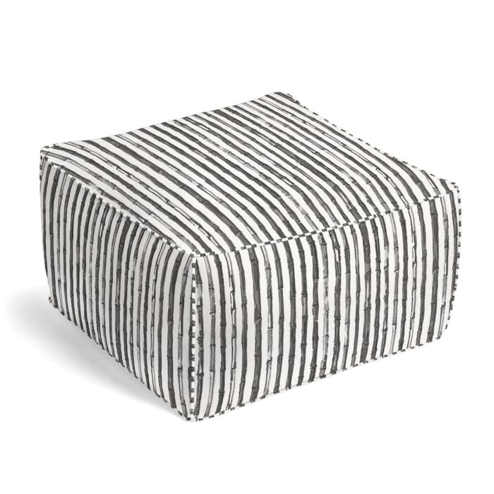 Square Pouf in Bamboo Shoots - Black