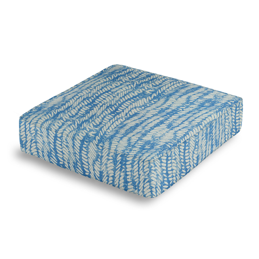 Box Floor Pillow in Rope Walk - Persian Blue